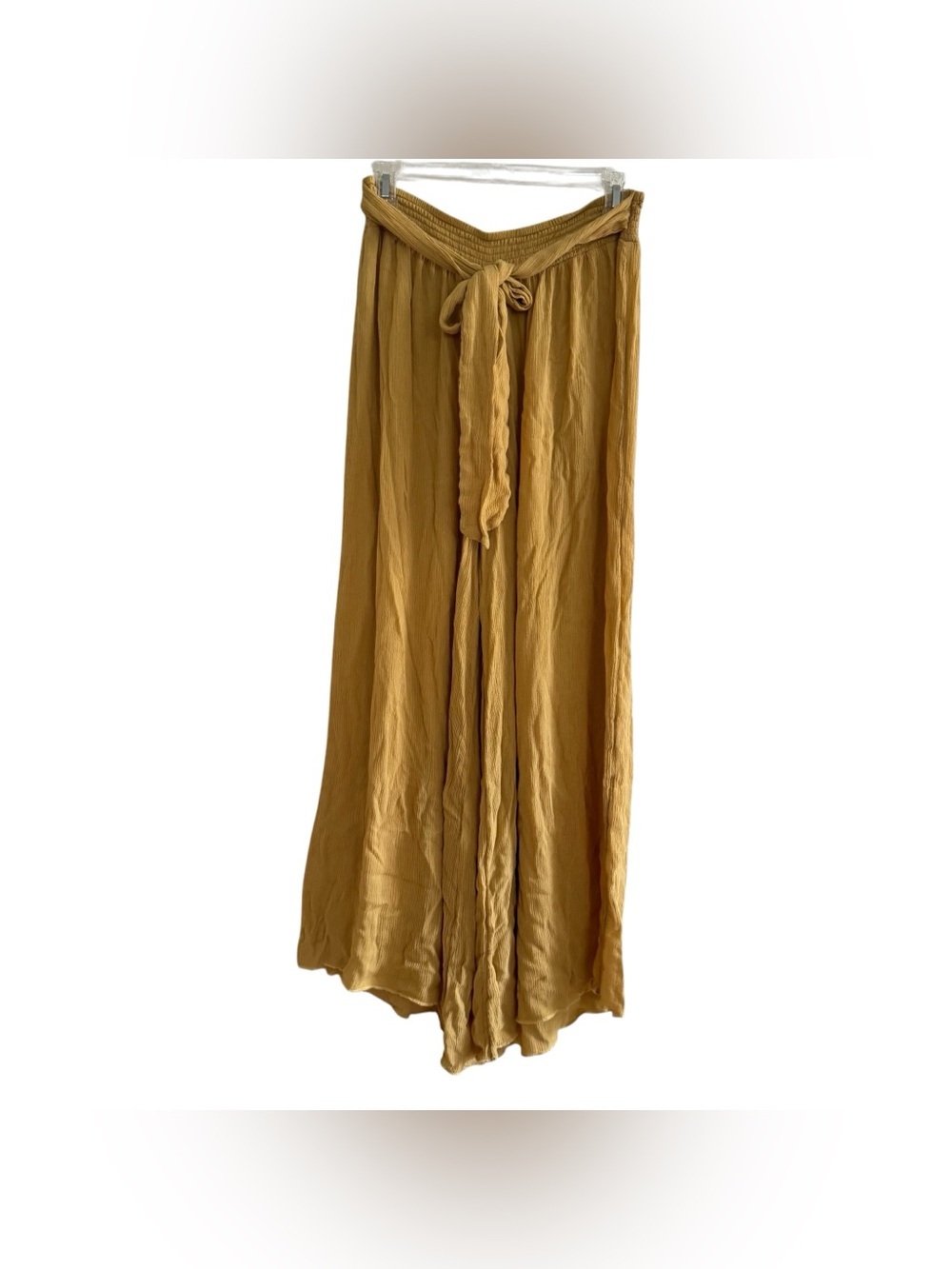Elan Mustard Yellow Wide Leg Tie Smocked Waist Pants Resort Breezy Lounge Boho L